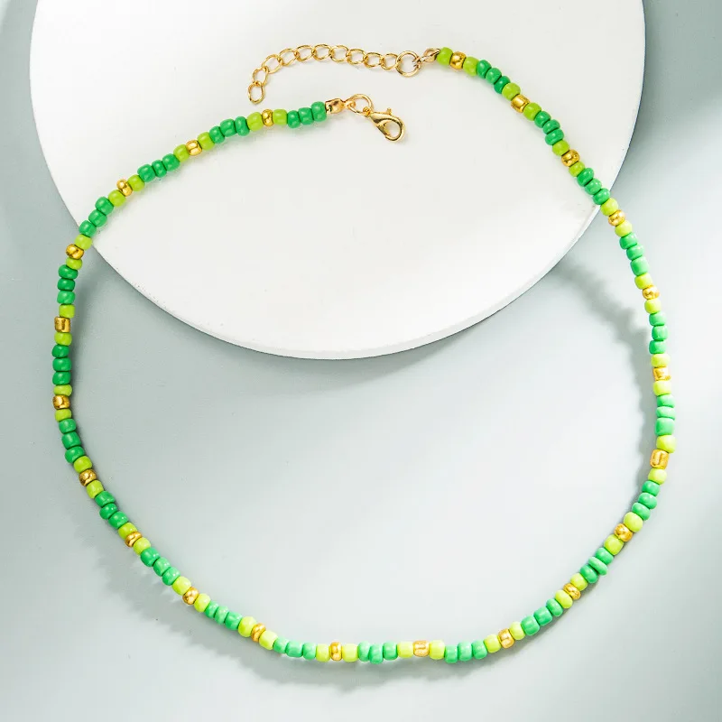 Bohemian Style Adjustable Choker Green Natural Seed Beads Necklace Clear Handmade Seed Bead Necklace for Sea Holiday
Bohemian Style Adjustable Choker Green Natural Seed Beads Necklace Clear Handmade Seed Bead Necklace for Sea Holiday