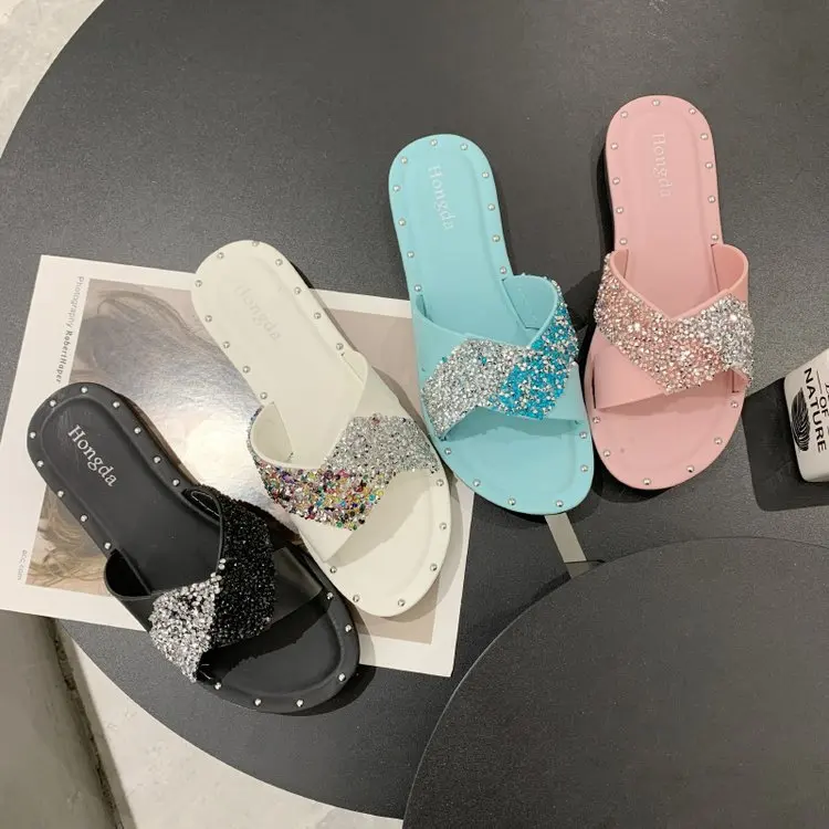 2021 Fashion Bling Rhinestone Sandals Shoes for Women Summer Sandals Slippers Outdoor Flip Flops Beach Shoes Female Slippers, 4 colors 
2021 Fashion Bling Rhinestone Sandals Shoes for Women Summer Sandals Slippers Outdoor Flip Flops Beach Shoes Female Slippers, 4 colors