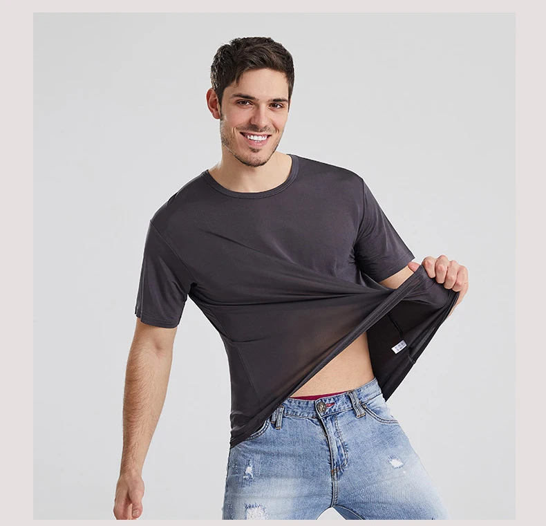 Casual Outwear Simple Design Solid Short Sleeve Loose Pullover Men Silk Tshirt 2021
Casual Outwear Simple Design Solid Short Sleeve Loose Pullover Men Silk Tshirt 2021