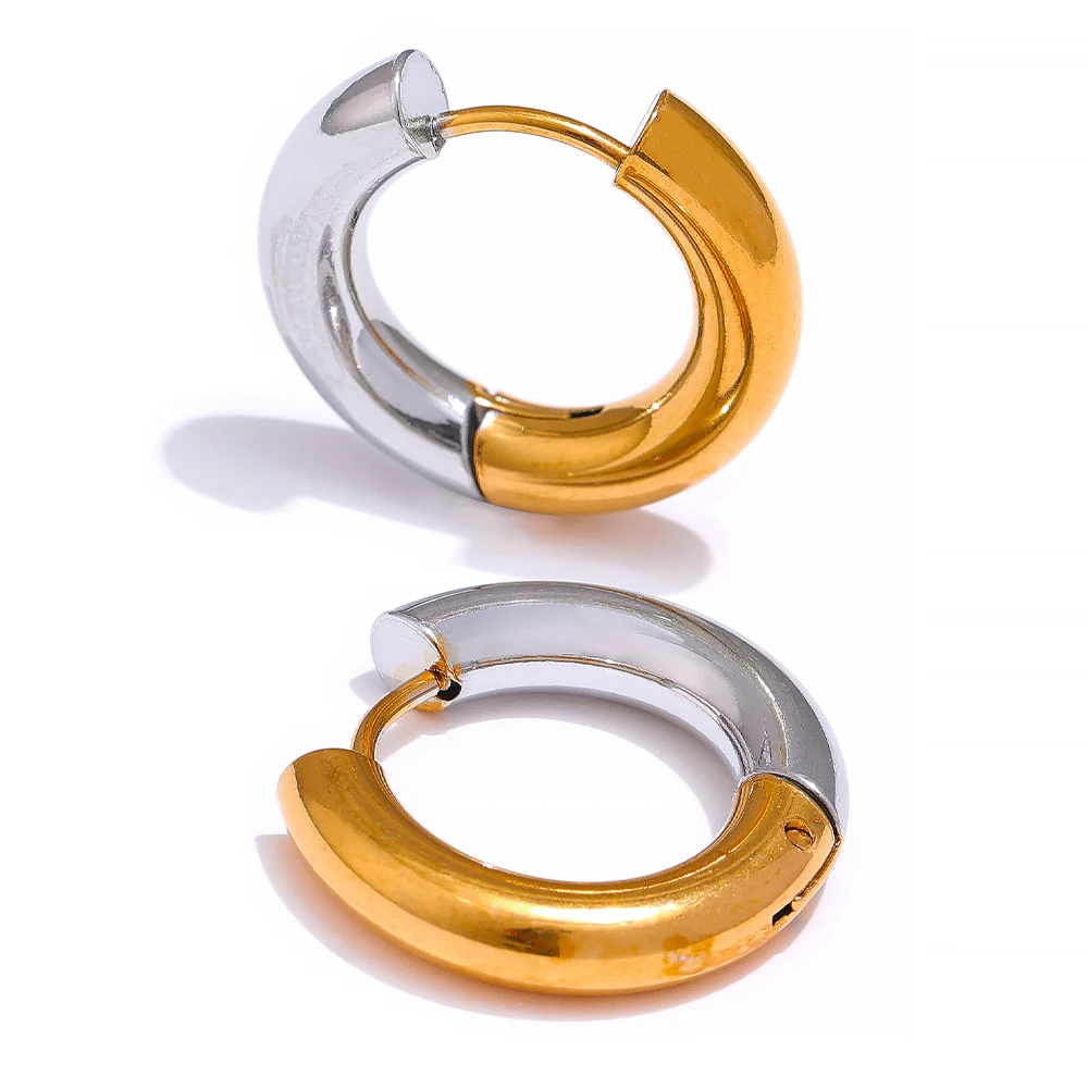 JINYOU 1148 Waterproof Stainless Steel Geometric Round Hoop Huggie Earrings Women Gold Silver Double Color Charm Fashion Jewelry
JINYOU 1148 Waterproof Stainless Steel Geometric Round Hoop Huggie Earrings Women Gold Silver Double Color Charm Fashion Jewelry