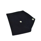 Black velvet flap envelope pouch with silver metal button