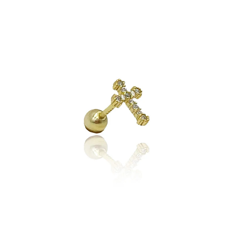 925 sterling silver simple cross thread stud earrings