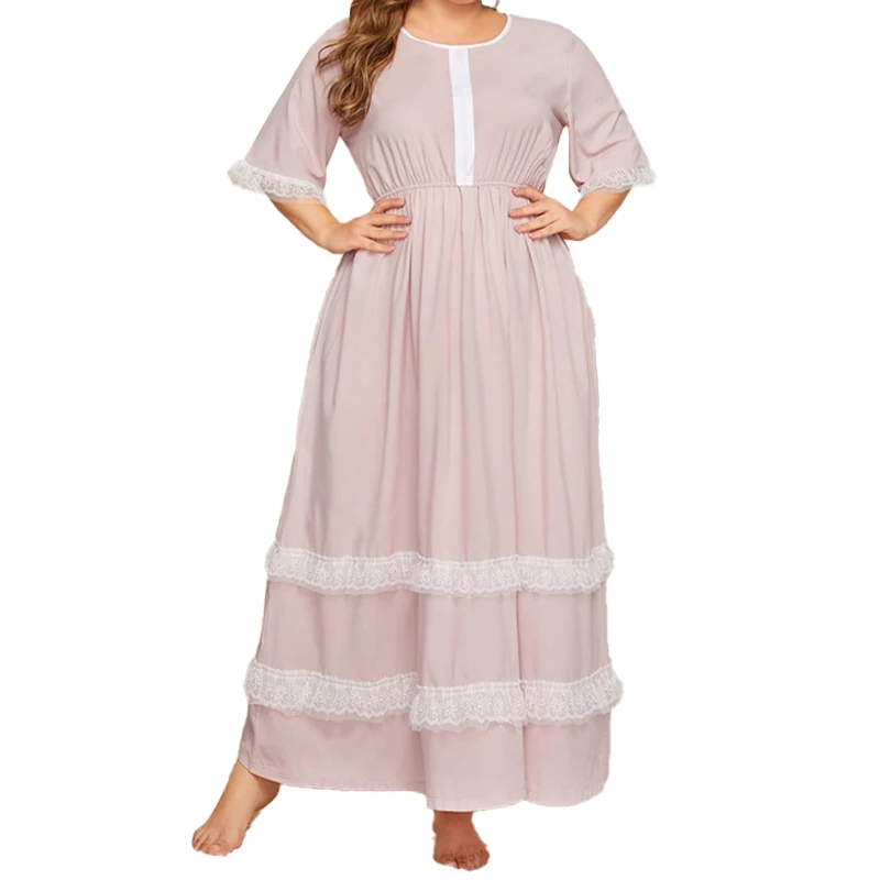 Fat Girl pink large size dress Princess style sweet lace stitching large hem loose dress cake skirt
Fat Girl pink large size dress Princess style sweet lace stitching large hem loose dress cake skirt