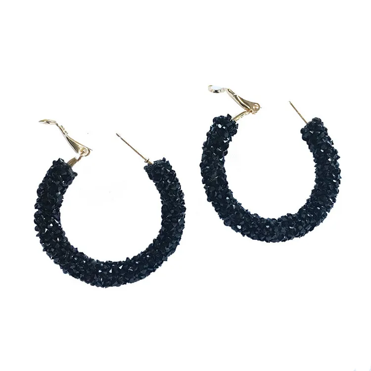 Bohemian Sparkle Crystal Wrapped Hoop Earrings Glitter Black Rhinestone Wrapped Hoop Earrings, As picture
Bohemian Sparkle Crystal Wrapped Hoop Earrings Glitter Black Rhinestone Wrapped Hoop Earrings, As picture