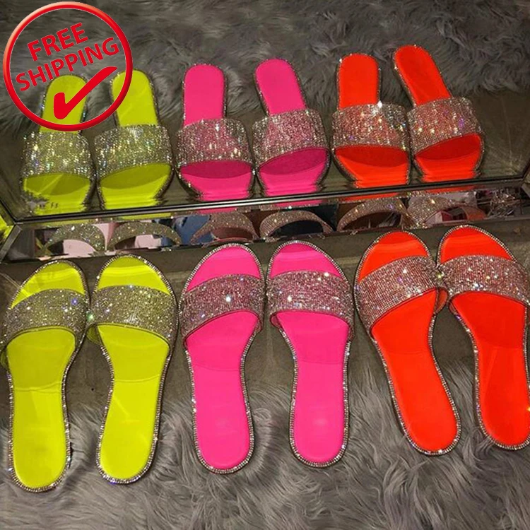 Fashion Bling Glitter Slippers Beach Diamond Flat Platform Shoes Women Summer Sandals, Candy color
Fashion Bling Glitter Slippers Beach Diamond Flat Platform Shoes Women Summer Sandals, Candy color