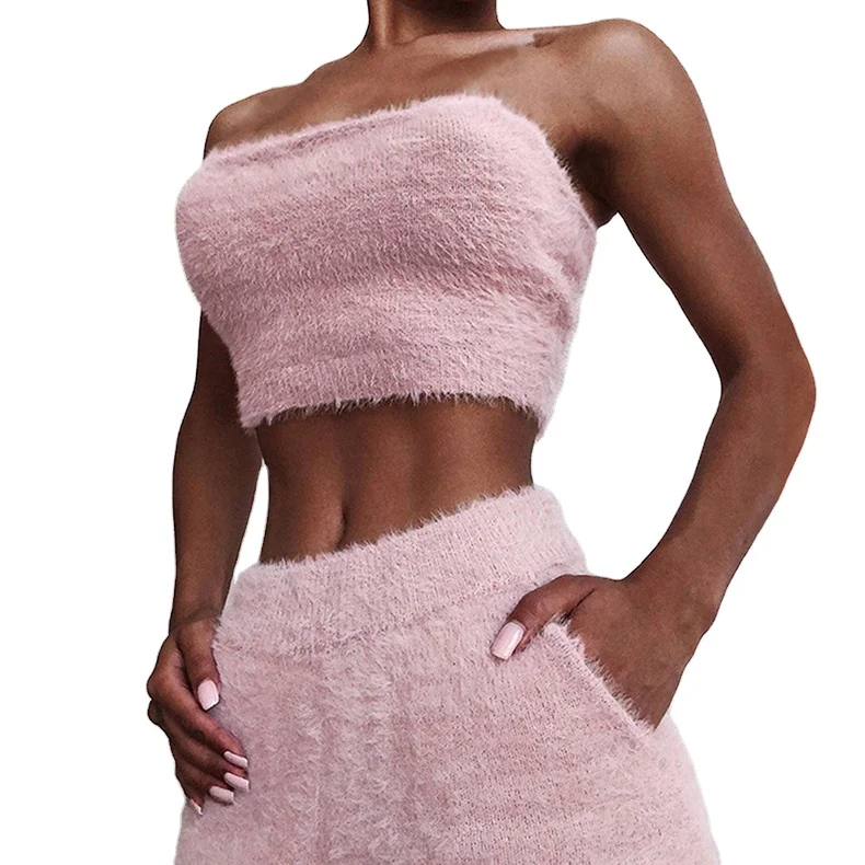 Women 2 Piece Plush Sets Strapless Tops High Waist Pockets Shorts Fluffy Two piece Set casual streetwear matching sets homwear, Black,pink,blue
Women 2 Piece Plush Sets Strapless Tops High Waist Pockets Shorts Fluffy Two piece Set casual streetwear matching sets homwear, Black,pink,blue