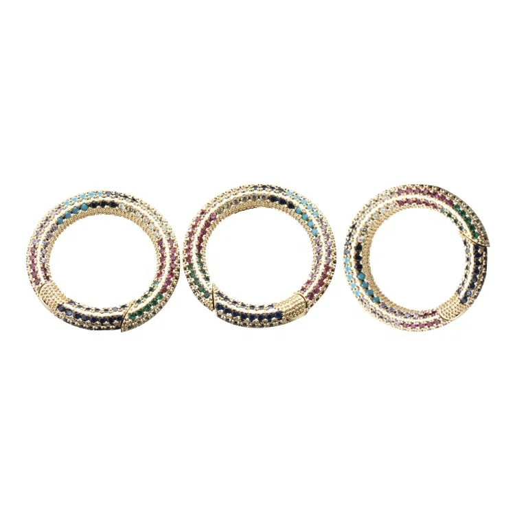 Hot Selling Multi CZ Micro Pave Round Clasp Carabiner Clasp for Necklace Jewelry Findings 26MM
Hot Selling Multi CZ Micro Pave Round Clasp Carabiner Clasp for Necklace Jewelry Findings 26MM