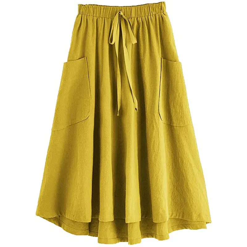 Summer New Fashion Cotton And Linen Half-length Skirt Solid Color Long Skirt With pocket Large Swing Women's Skirts
Summer New Fashion Cotton And Linen Half-length Skirt Solid Color Long Skirt With pocket Large Swing Women's Skirts