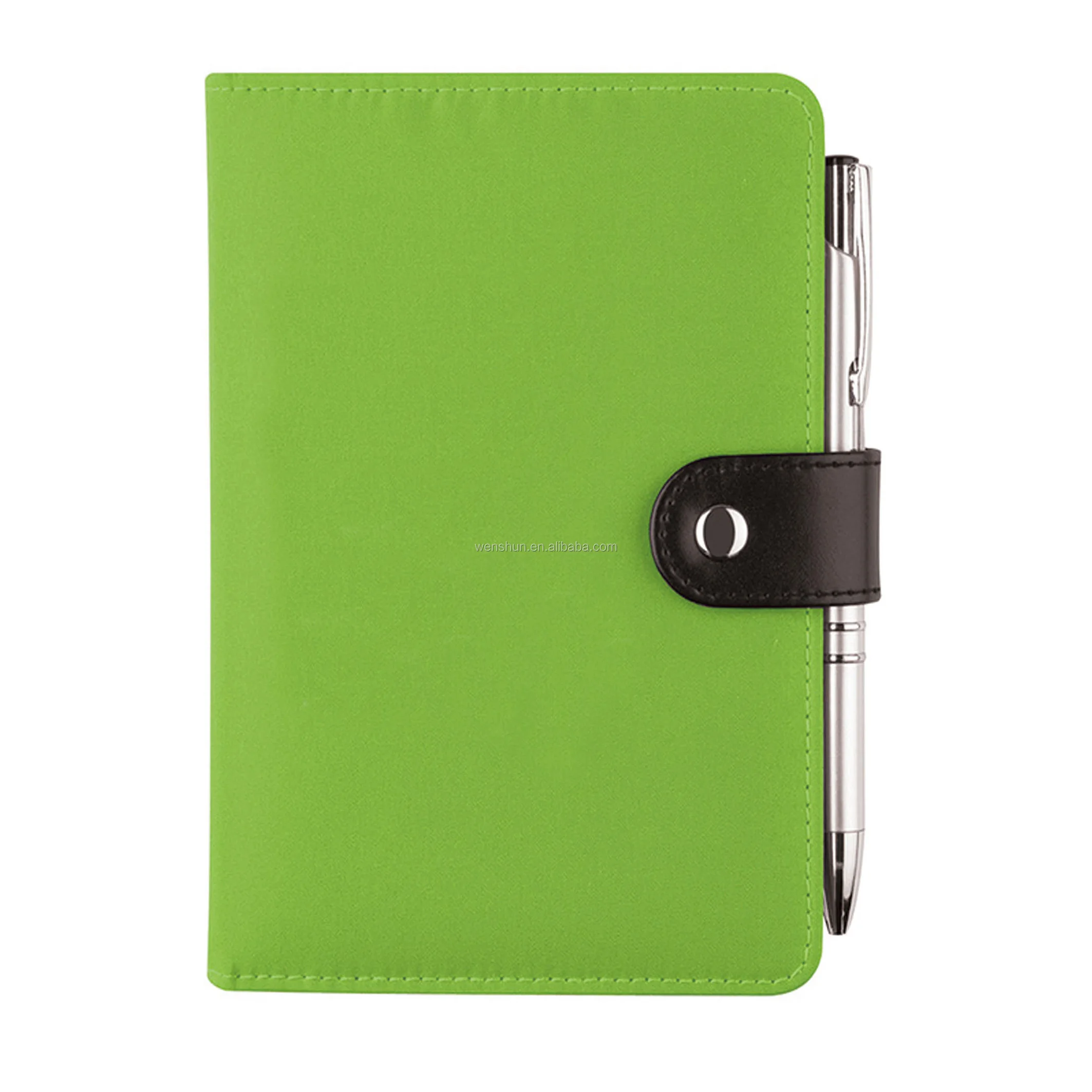 custom embossed logo luxury a5 pu leather notebook with pen