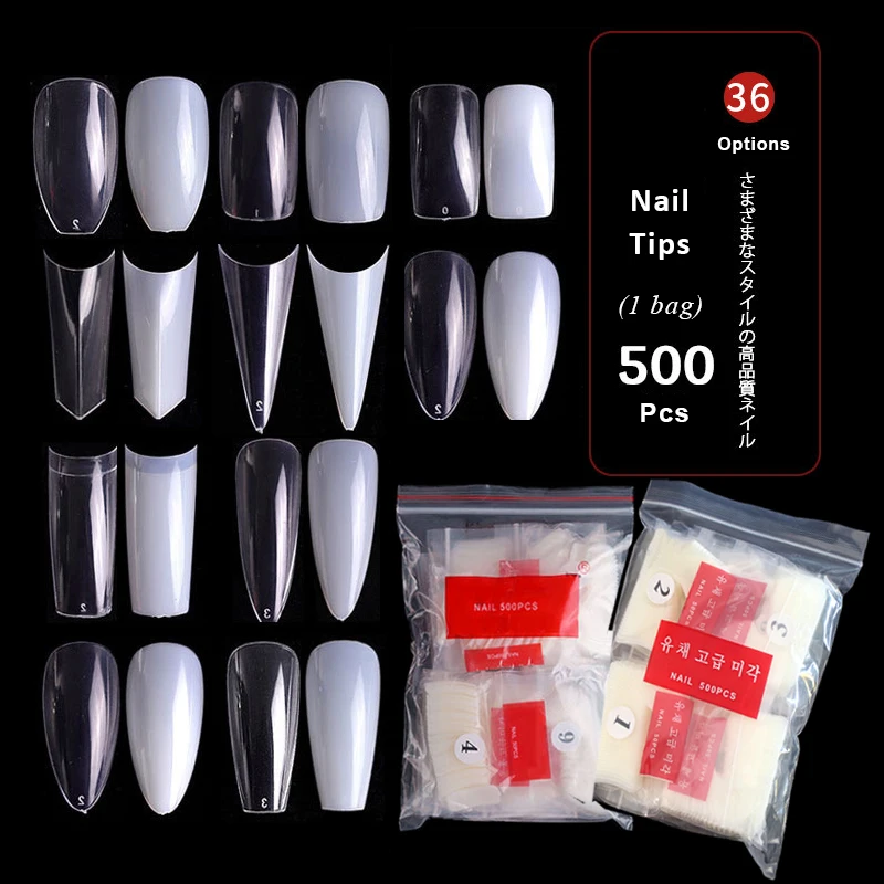 1 Bag 500 pcs Clear Natural Color False Nail Tips Acrylic UV Gel 10 Sizes Manicure Pedicure Artificial Nail Tips
1 Bag 500 pcs Clear Natural Color False Nail Tips Acrylic UV Gel 10 Sizes Manicure Pedicure Artificial Nail Tips