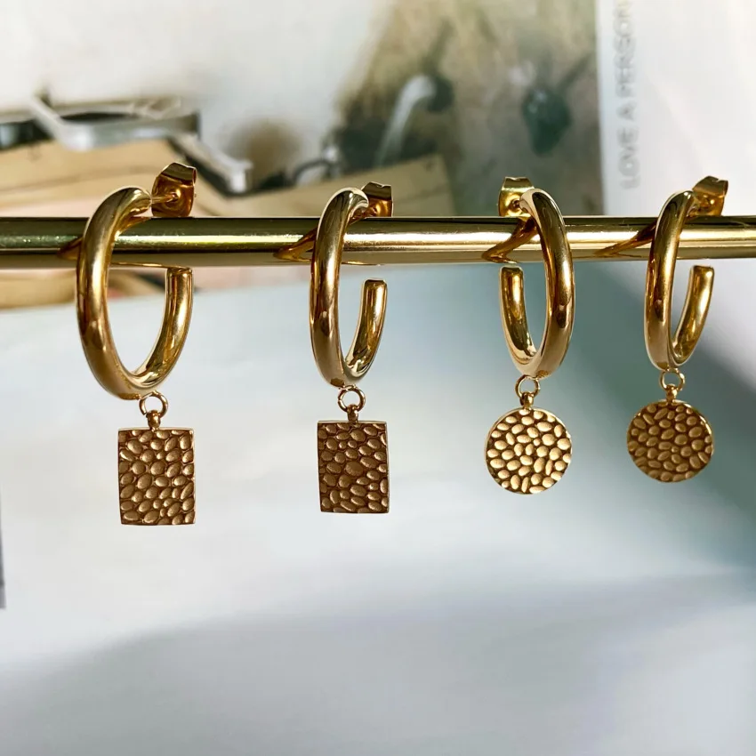trendy brand popular new earrings stainless steel metal hammer printed round rectangular Stainless steel earrings
trendy brand popular new earrings stainless steel metal hammer printed round rectangular Stainless steel earrings