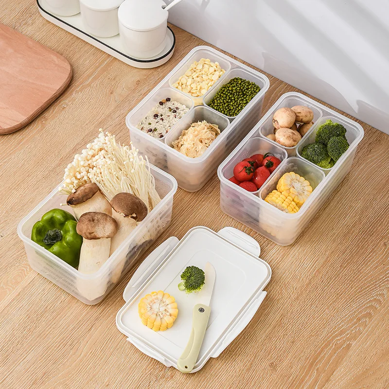 Kitchen Four Compartments Dry Goods Fresh-keeping Box Transparent Large Plastic Grain Storage Box With Lid
Kitchen Four Compartments Dry Goods Fresh-keeping Box Transparent Large Plastic Grain Storage Box With Lid