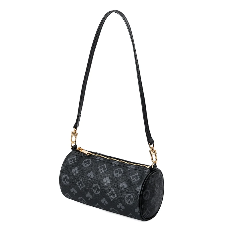 Printed armpit shoulder bag female 2021 new fashion all-match chain shoulder bag female cylindrical messenger bag, Black/brown
Printed armpit shoulder bag female 2021 new fashion all-match chain shoulder bag female cylindrical messenger bag, Black/brown