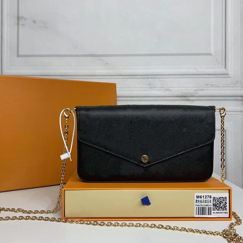 

Classic Luxury designers handbag Pochette Felicie Bag Embossing Genuine Leather Handbags Shoulder Clutch