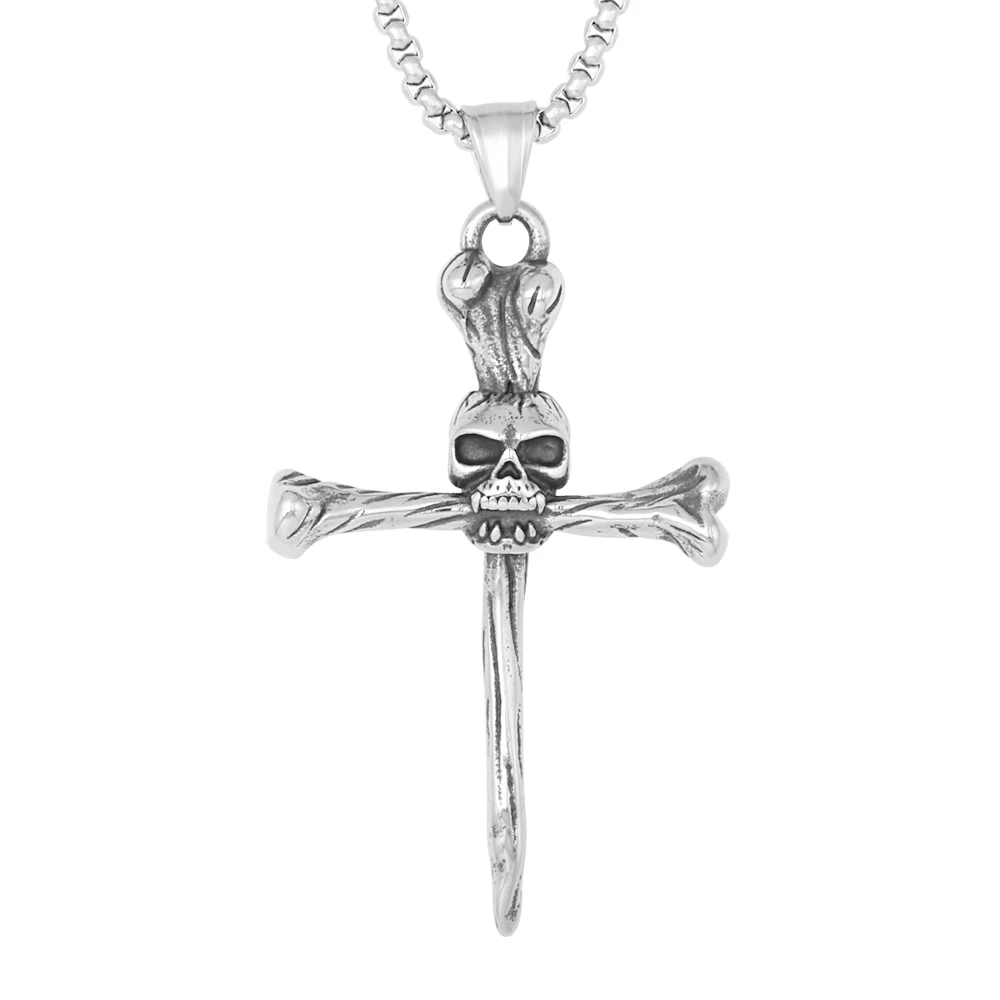 New Arrival Punk Jewelry Vintage Surgical Stainless Steel Skeleton Skull Cross Pendant with 3D Effect
New Arrival Punk Jewelry Vintage Surgical Stainless Steel Skeleton Skull Cross Pendant with 3D Effect