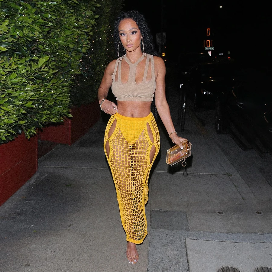 ANSZKTN W21J01734 Summer Women Sliod Breathable Hollow Out See Through Mesh Maxi Skirt Dresse long Women Skirts, Customized color 
ANSZKTN W21J01734 Summer Women Sliod Breathable Hollow Out See Through Mesh Maxi Skirt Dresse long Women Skirts, Customized color