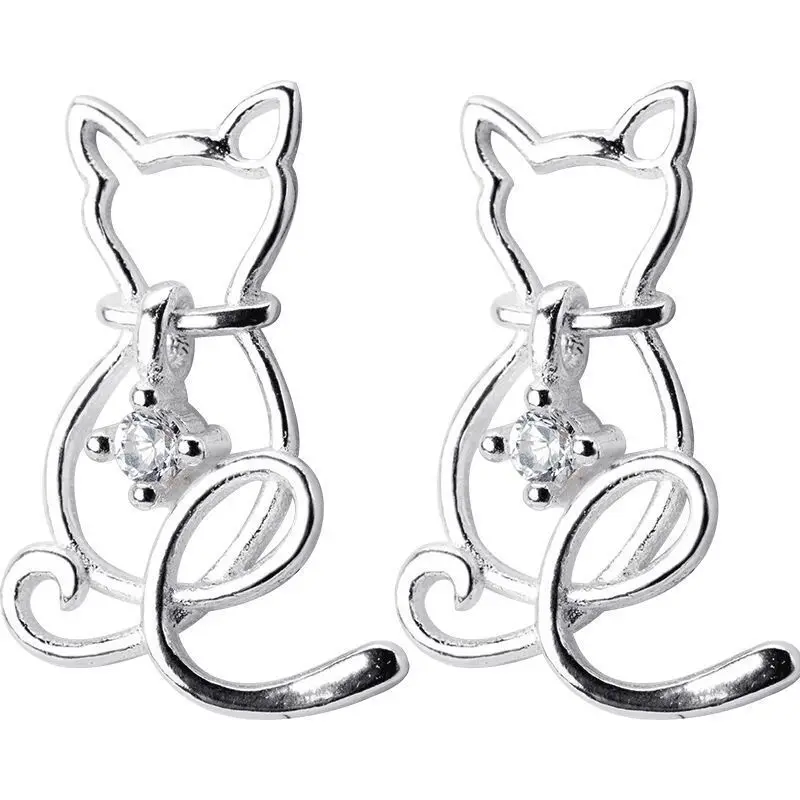 Fashion Style Lovely Cat Shaped Earrings Sterling Silver Zircon Ear Stud Lucky Ear Loop, Picture
Fashion Style Lovely Cat Shaped Earrings Sterling Silver Zircon Ear Stud Lucky Ear Loop, Picture