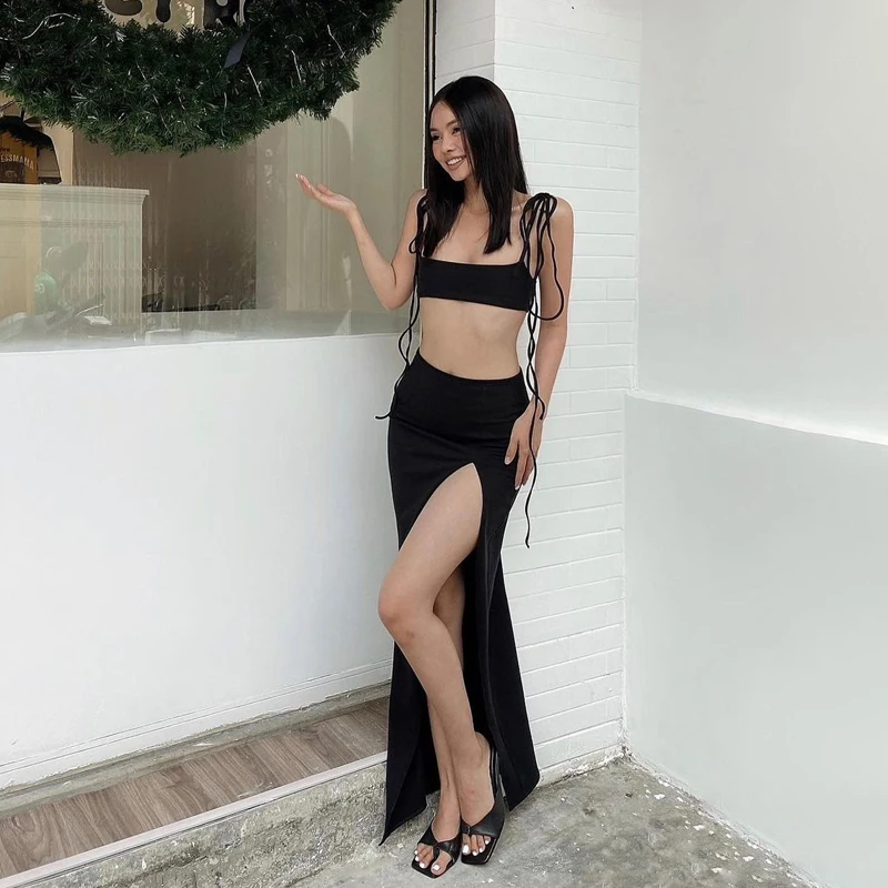 Lygens 7521 Lace Up Strap Sleeveless Crop Top Slit 2 Piece Sets Women 2022 Spring Summer Clothing Fashion Trendy New Arrival, Customized color
Lygens 7521 Lace Up Strap Sleeveless Crop Top Slit 2 Piece Sets Women 2022 Spring Summer Clothing Fashion Trendy New Arrival, Customized color