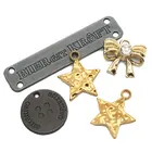 4 Holes Brand Round Design Engraved Gold Tag Letter Custom Metal Clothing Label For Underwear