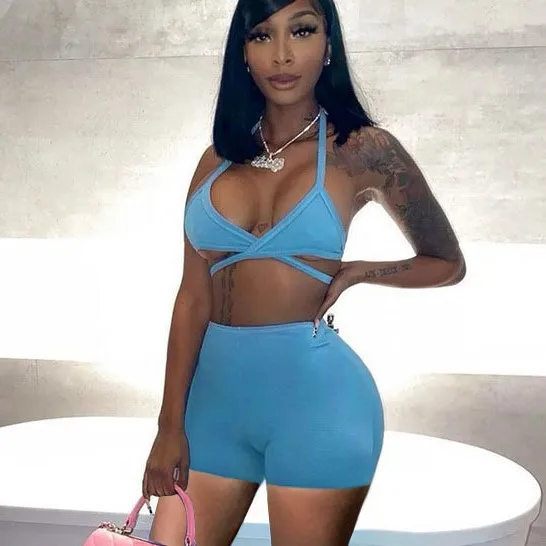 Sexy Solid Halter Cross Cropped Camisole With Short Pants Pure Sporty Soft Activewear Casual Women Two Piece Short Set, 8 colors
Sexy Solid Halter Cross Cropped Camisole With Short Pants Pure Sporty Soft Activewear Casual Women Two Piece Short Set, 8 colors