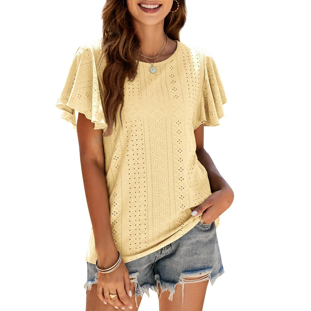 New Trending Products 2022 Casual O-Neck Women's T-shirt Lady Blouses Hollow Out Flare Sleeve Summer New Design Tops, Picture color
New Trending Products 2022 Casual O-Neck Women's T-shirt Lady Blouses Hollow Out Flare Sleeve Summer New Design Tops, Picture color