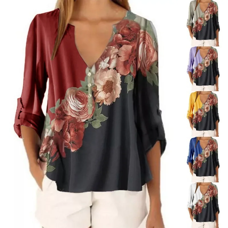 SZ-YQH021 New Arrival Women Floral Print Plus Size Chiffon Tops And Blouses Ladies V neck Long Sleeve Shirt
SZ-YQH021 New Arrival Women Floral Print Plus Size Chiffon Tops And Blouses Ladies V neck Long Sleeve Shirt