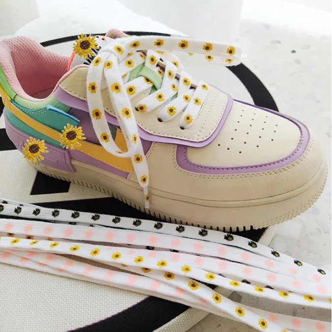 

Little Daisies Shoelaces Cartoon Printing Fashion Women Flat Shoes laces High-top Canvas Sneakers Shoelace AF1 Sports Shoelaces, 21 colors and customized