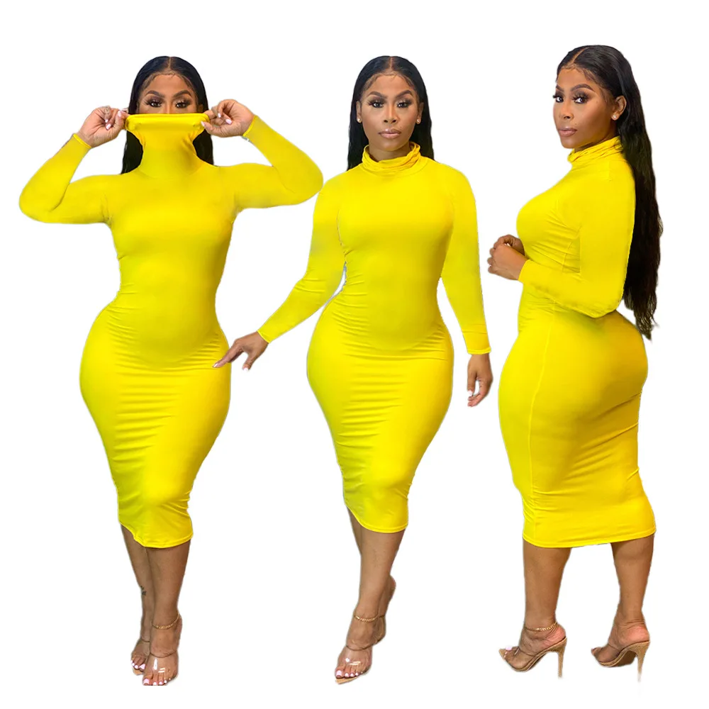 2020 Fashion autumn/winter European and American plus-size women's high-collared dresses, As shown
2020 Fashion autumn/winter European and American plus-size women's high-collared dresses, As shown