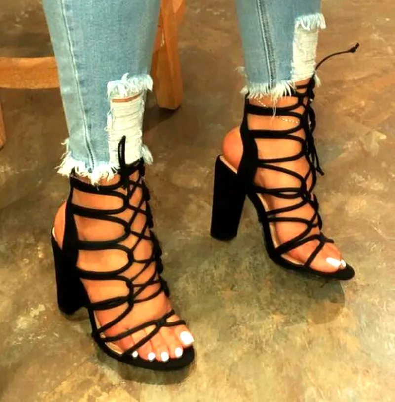 Summer Women Gladiator Sandals Ankle Strap Cross Tie Square High Heel Sexy Fashion Party Wedding Ladies Shoes Zapatos De Mujer 
Summer Women Gladiator Sandals Ankle Strap Cross Tie Square High Heel Sexy Fashion Party Wedding Ladies Shoes Zapatos De Mujer