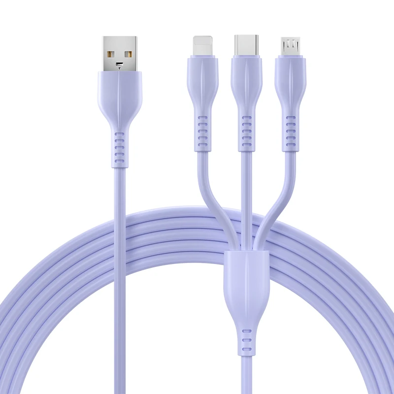 High Quality Liquid Silicone Fast Charging In-Moulded Strong And Durable 3 in 1 Usb Charger Data Cable
High Quality Liquid Silicone Fast Charging In-Moulded Strong And Durable 3 in 1 Usb Charger Data Cable
