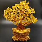 Wholesale natural hand made quartz citrine crystal fortune ingot tree healing stones for decoration