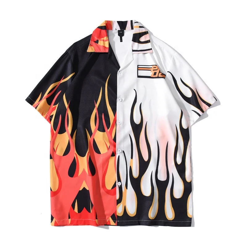 Vintage Patchwork Shirt Man Flame Printed Short Sleeve Shirt Male Hawaiian Beach Casual Shirt
Vintage Patchwork Shirt Man Flame Printed Short Sleeve Shirt Male Hawaiian Beach Casual Shirt