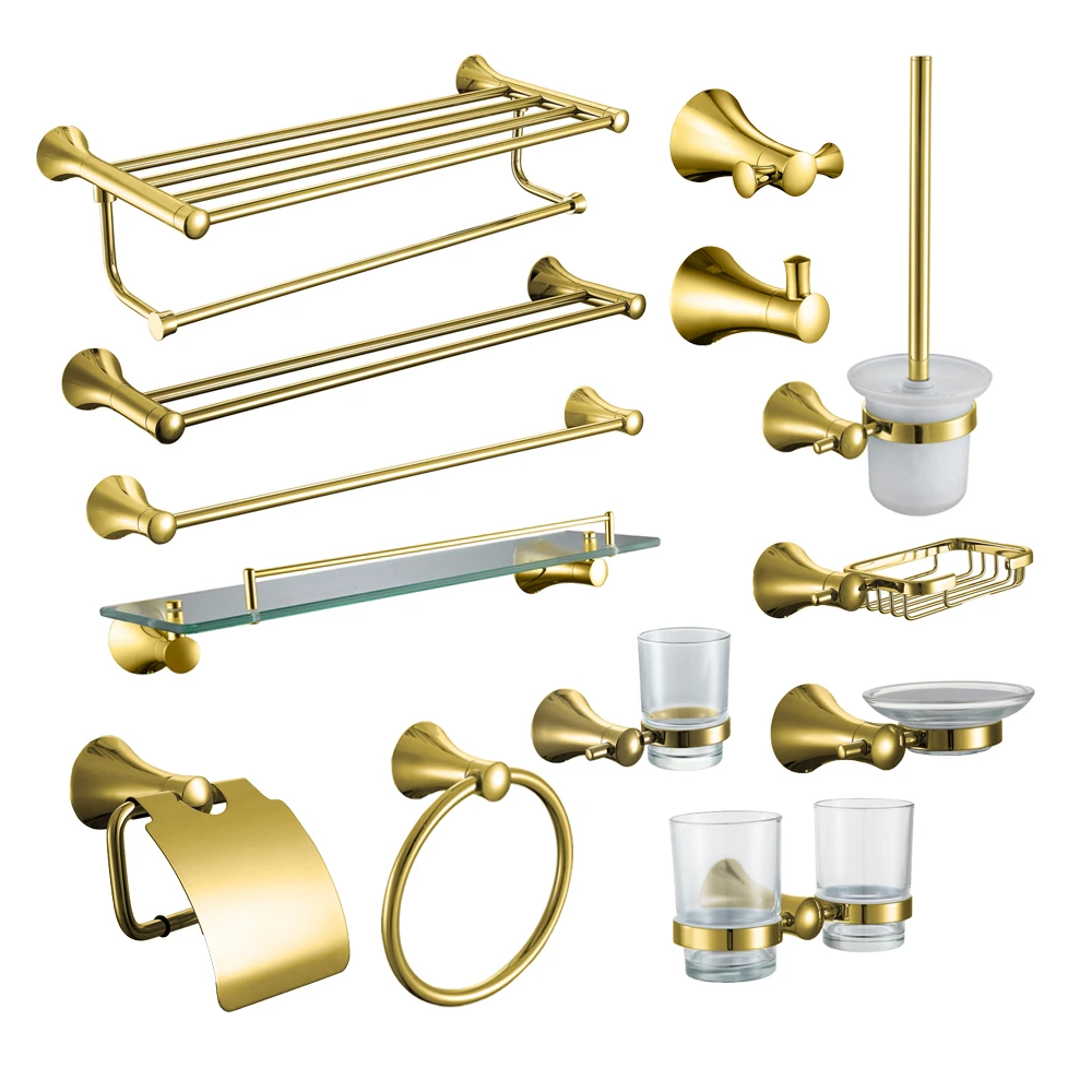 Bath Hardware Towel Rack Set Modern Luxury Gold Plated Hotel Bathroom Accessories Set
Bath Hardware Towel Rack Set Modern Luxury Gold Plated Hotel Bathroom Accessories Set