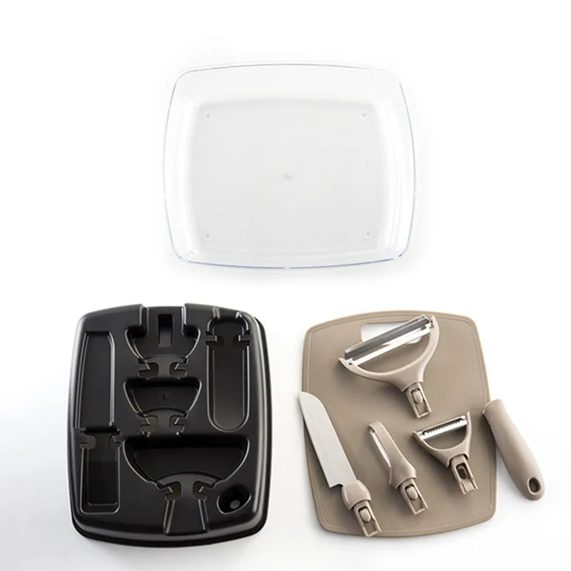 Multifunctional 5 In 1 Plastic Chopping Board Potato Vegetable Peeler Tools And Knife Set, Customized
Multifunctional 5 In 1 Plastic Chopping Board Potato Vegetable Peeler Tools And Knife Set, Customized