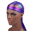 Q486 Colorful Sparkly Durags Turban Bandanas Shiny Silky Durag Headwear Headbands Hair Cover Accessories Wave Rags Party Hats