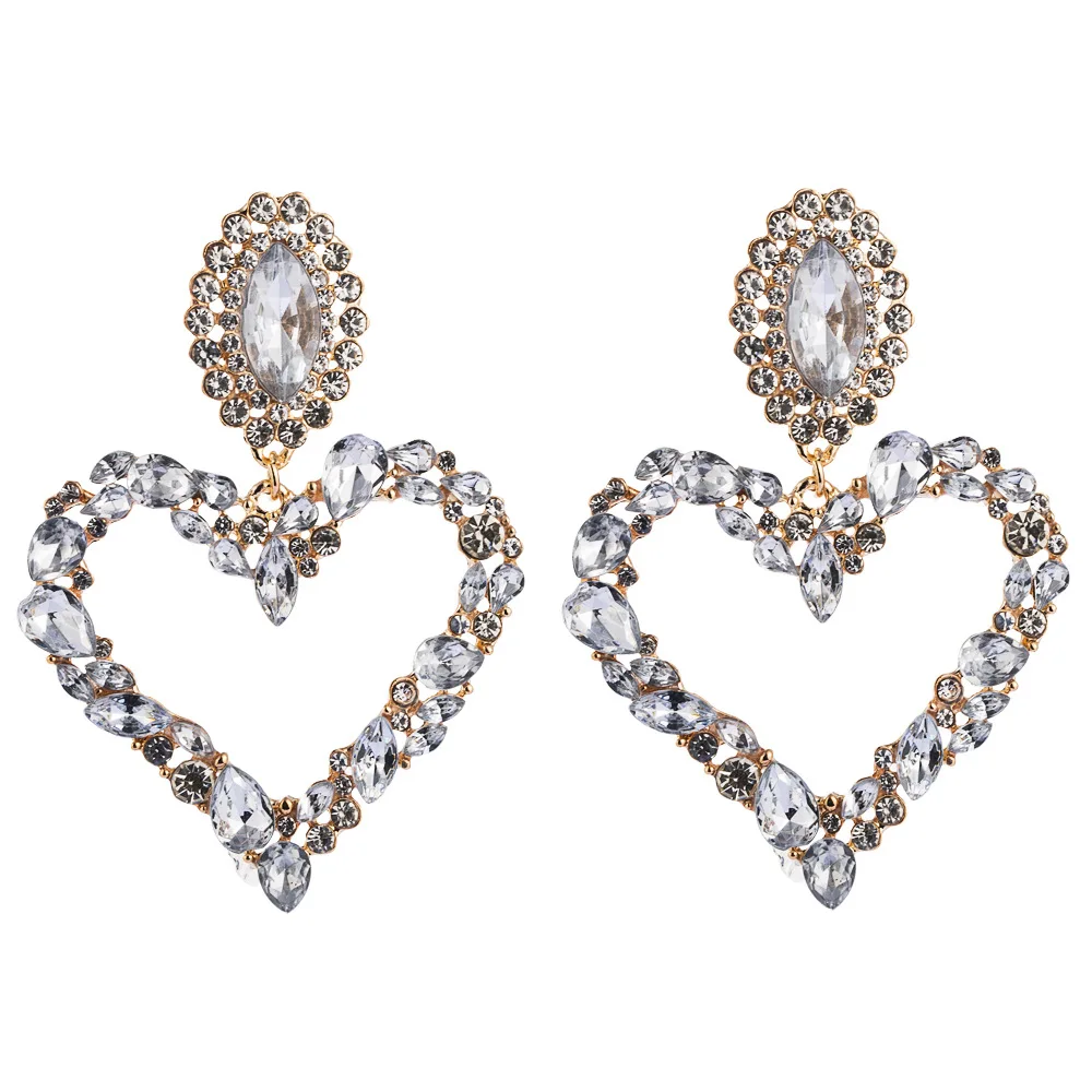Fashion Love Heart Rhinestone Dangle Earrings for Women Girls Colorful Big Heart Sparkling Crystal Drop Earrings Bride Jewelry
Fashion Love Heart Rhinestone Dangle Earrings for Women Girls Colorful Big Heart Sparkling Crystal Drop Earrings Bride Jewelry