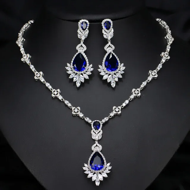 CAOSHI Silver 925 Blue Zircon White Crystal Women Earrings Necklace High Quality Bridal Wedding jewelry Sets
CAOSHI Silver 925 Blue Zircon White Crystal Women Earrings Necklace High Quality Bridal Wedding jewelry Sets