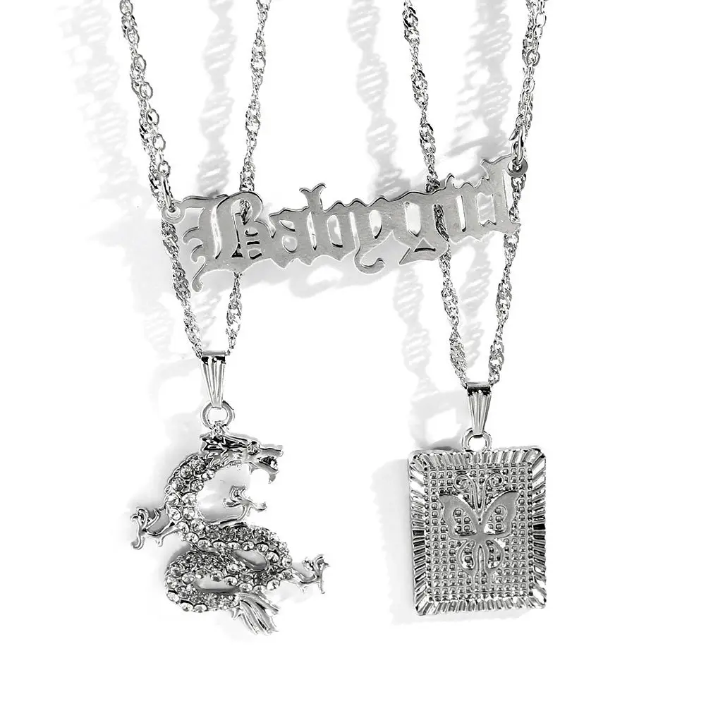 Fashionable Crystal Dragon Hanging Style Elegant Butterfly Accessories Hip Hop Iced Out Letter Necklace Set, As picture
Fashionable Crystal Dragon Hanging Style Elegant Butterfly Accessories Hip Hop Iced Out Letter Necklace Set, As picture