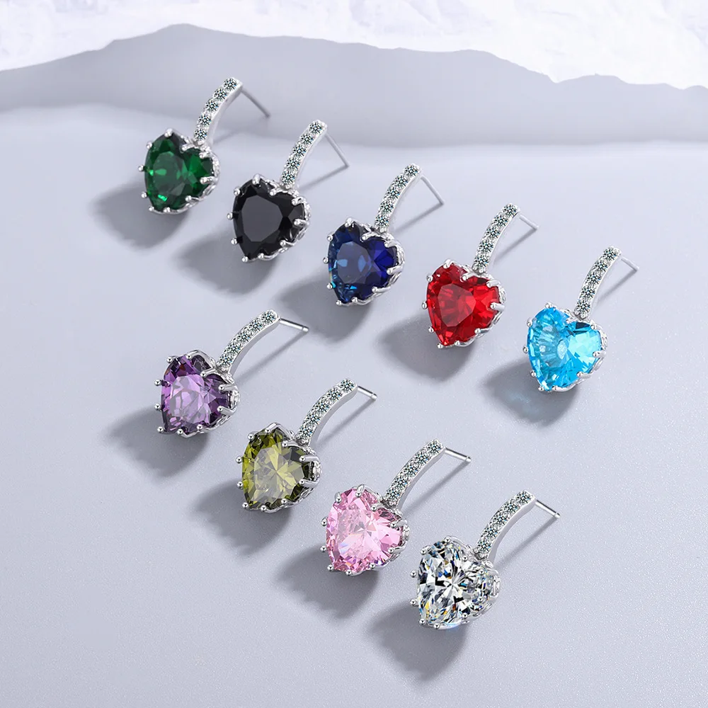 Luxury Female Colorful Zircon Stone Earrings Silver Color Stud Earrings For Women Cute Rainbow Love Heart Wedding Earrings
Luxury Female Colorful Zircon Stone Earrings Silver Color Stud Earrings For Women Cute Rainbow Love Heart Wedding Earrings