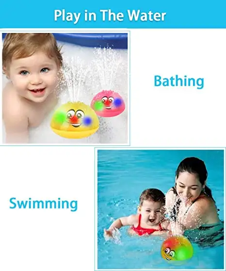 2 in 1 Squirt Spray Water Toy LED Light up Float Toys Automatic Induction Sprinkler Space UFO Car Toys for Baby Toddler