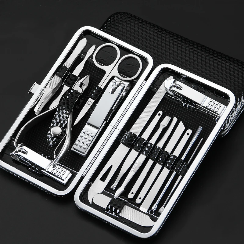 Nail clippers Set 16pcs Manicure set curette Eyebrow scissors stainless steel, Silver
Nail clippers Set 16pcs Manicure set curette Eyebrow scissors stainless steel, Silver