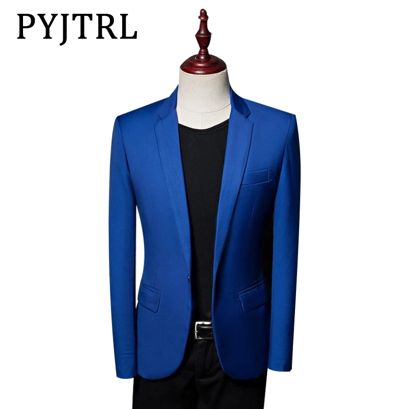 PYJTRL Brand Fashion Casual Leisure Suit Jacket Coat Royal Blue Men Blazer Slim Fit Designs Male Stage Costumes For Singers
PYJTRL Brand Fashion Casual Leisure Suit Jacket Coat Royal Blue Men Blazer Slim Fit Designs Male Stage Costumes For Singers