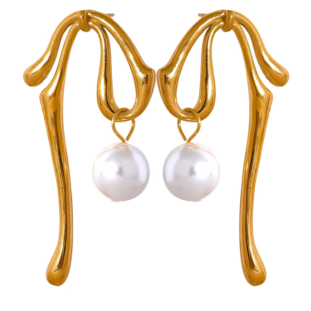JINYOU 773 Stainless Steel Bow Tie Artificial Pearls Drop Large Earrings for Women Personalized Fashion Gold Color Jewelry
JINYOU 773 Stainless Steel Bow Tie Artificial Pearls Drop Large Earrings for Women Personalized Fashion Gold Color Jewelry