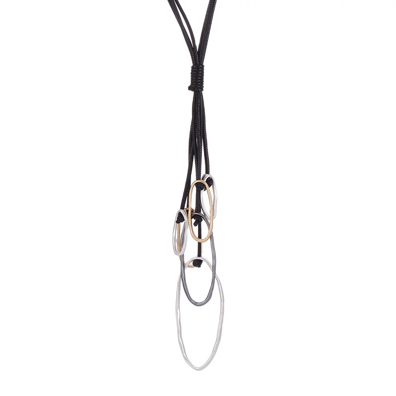 Fashionable Trendy Long Sweater Chain Multi Circle Pendant Black Rope Cord Women Statement Necklace
Fashionable Trendy Long Sweater Chain Multi Circle Pendant Black Rope Cord Women Statement Necklace