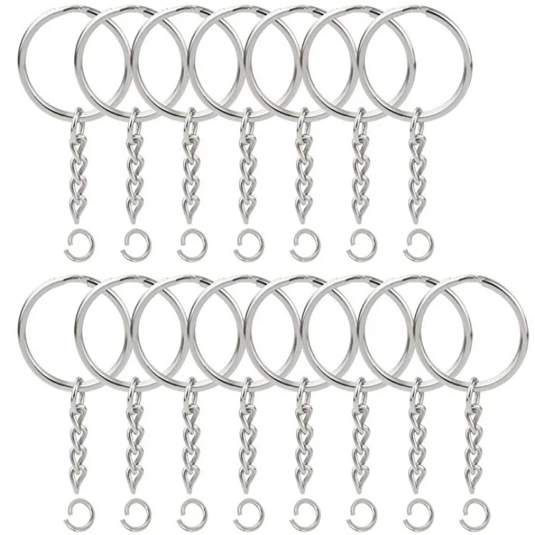 silver plated metal blank keyring keychain split