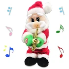 Xmas Decoration Santa Claus Figurine Hip Singing Santa Claus Blowing Saxophone Electric Toys