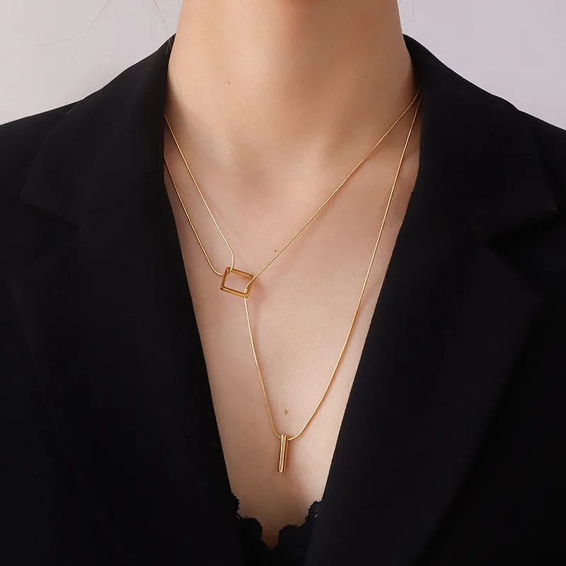 China Wholesale Women's Fashionable Necklace Stainless Steel Chunky Chain Choker Double Layer Square Necklace, As pictures
China Wholesale Women's Fashionable Necklace Stainless Steel Chunky Chain Choker Double Layer Square Necklace, As pictures