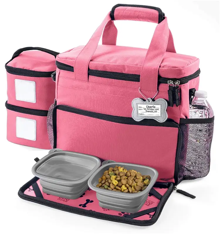 eco-friendly stocked pink travelling storage food snack cat pet