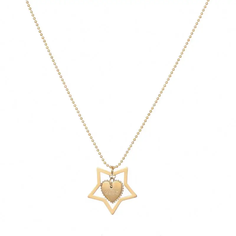 Latest Design Beaded Star Jewelry Gold Plated Stainless Steel Heart Pendant Necklace, Gold color
Latest Design Beaded Star Jewelry Gold Plated Stainless Steel Heart Pendant Necklace, Gold color