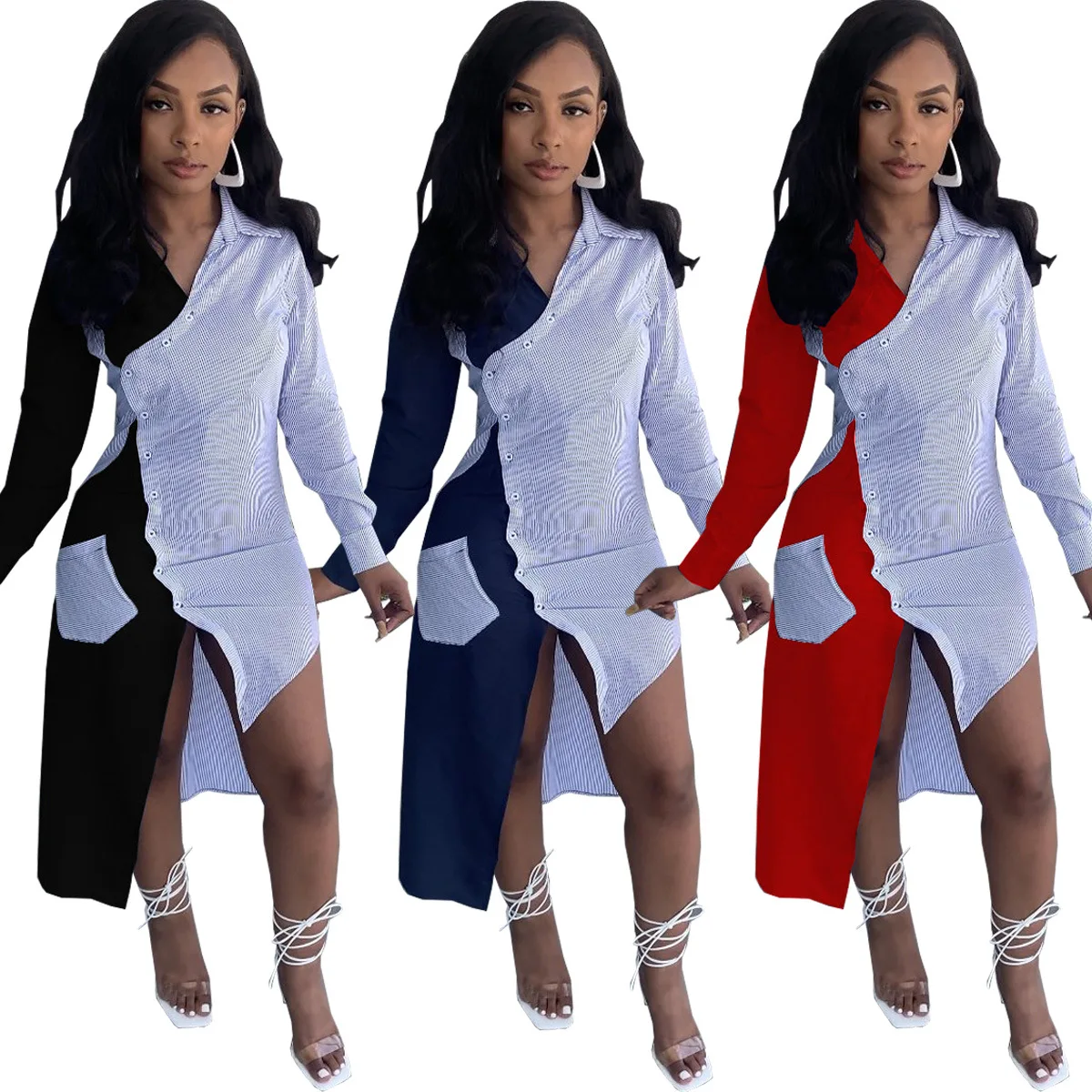 WY6818 New arrivals 2021 fall clothing fashion shirt dress patchwork buttons dresses women long sleeve casual dresses
WY6818 New arrivals 2021 fall clothing fashion shirt dress patchwork buttons dresses women long sleeve casual dresses
